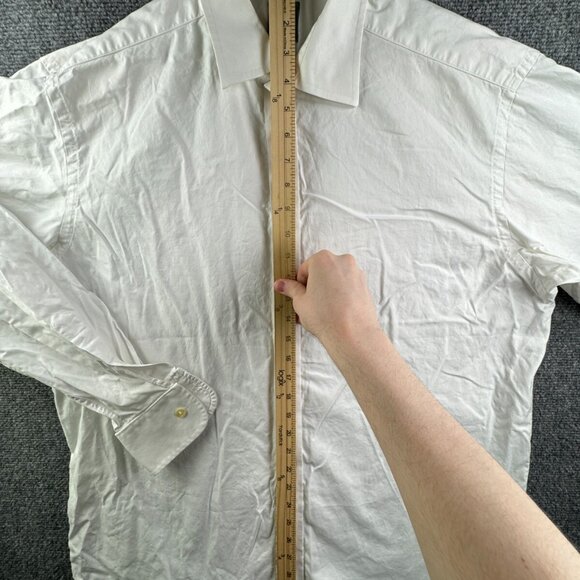Eton Long Sleeve Button Up Shirt Men Cotton Designer White 17.5 Sweden Woven - Picture 3 of 15